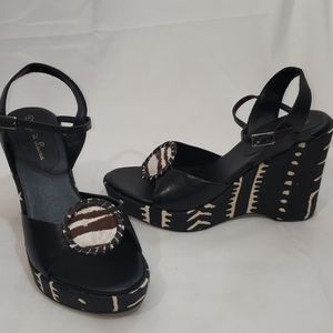 Diego di Lucca Black and White Wedges Size 9